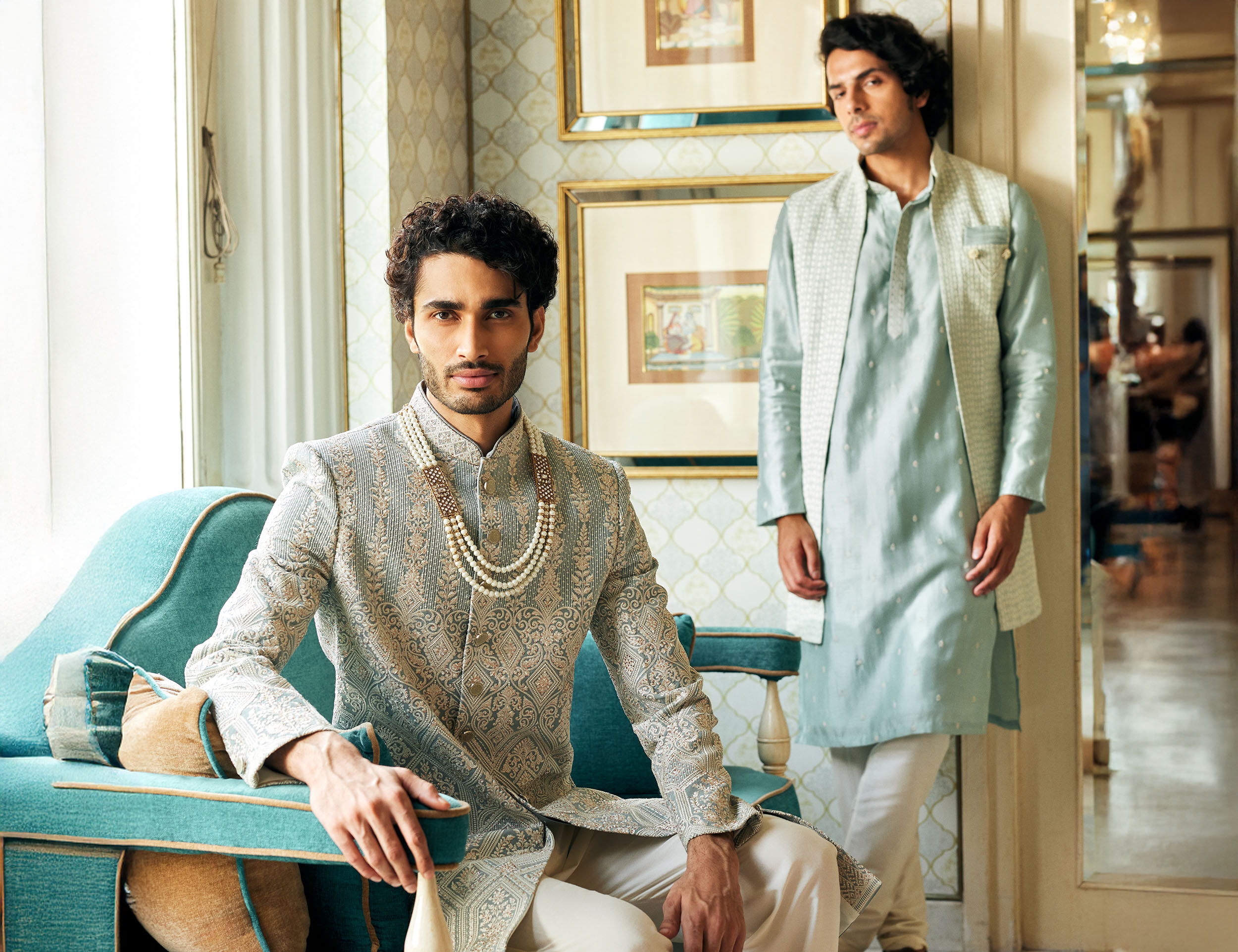 Men wearing modern stylish indo western sherwanis